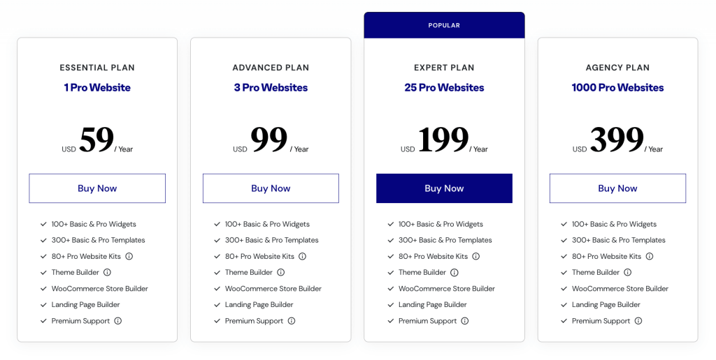 Illustration of Pricing and Plans in elementor