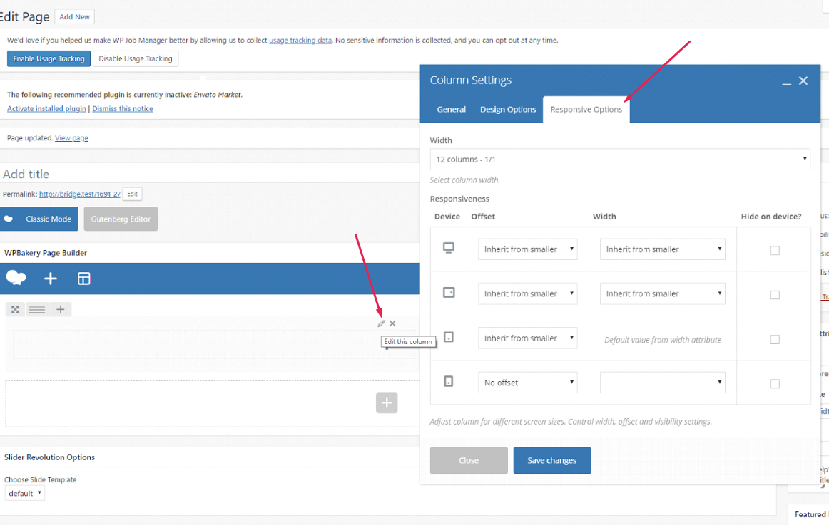 Illustration of Setting Controls in WPBakery