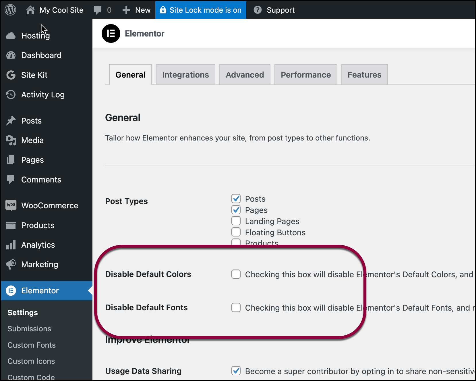 Illustration of Styling Options in elementor