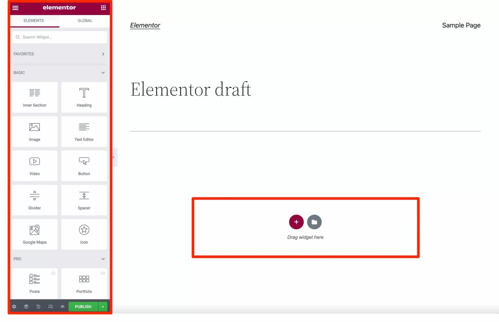 Illustration of User Interface in elementor